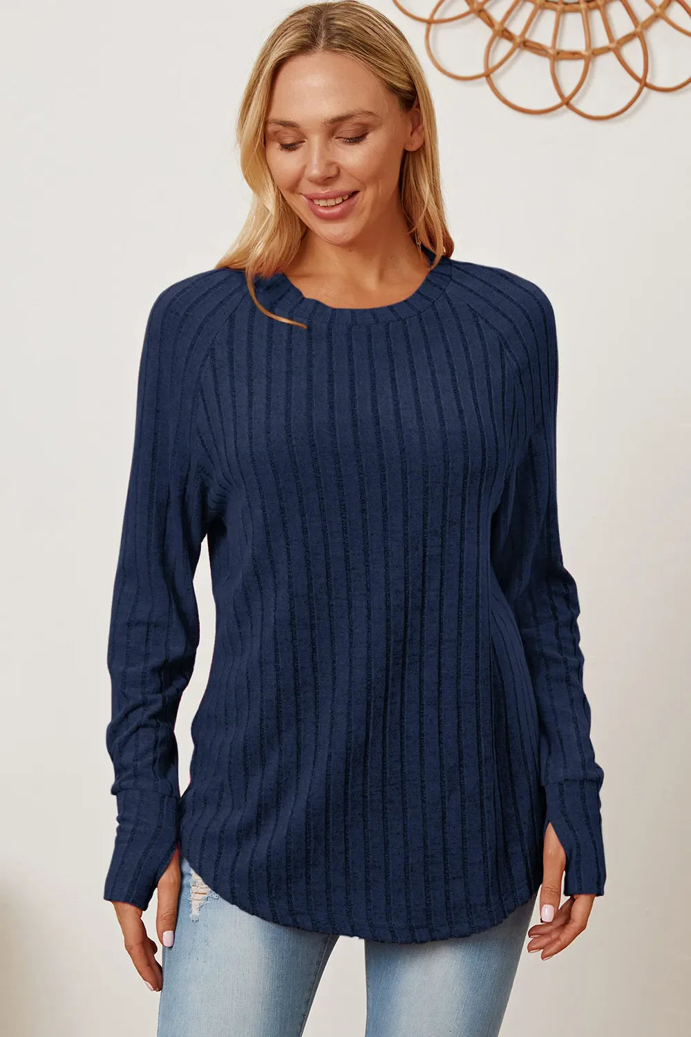 Basic Bae Full Size Ribbed Thumbhole Sleeve T-Shirt New Era Fashion LLc