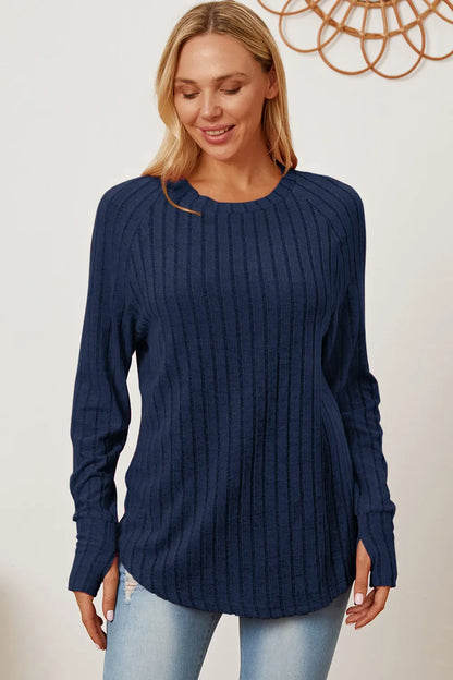 Basic Bae Full Size Ribbed Thumbhole Sleeve T-Shirt New Era Fashion LLc