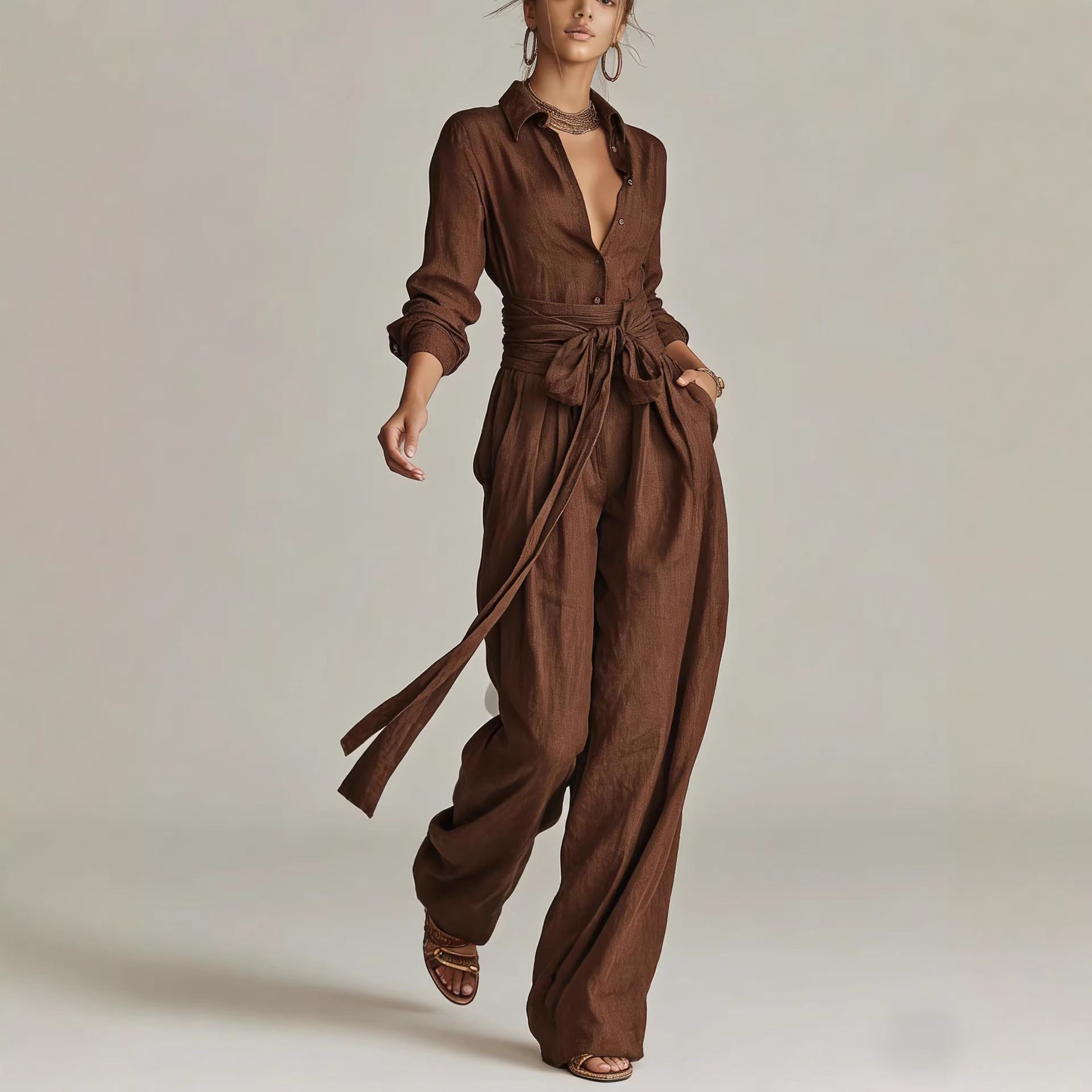 Solid Color Fashion Casual Pants Set for Women FitiqueFit
