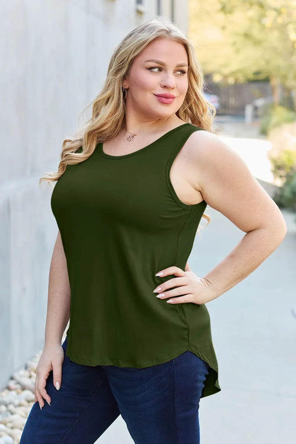Basic Bae Full Size Round Neck Curved Hem Tank New Era Fashion LLc