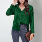 Women’s Satin Lapel Button-Down Blouse FitiqueFit
