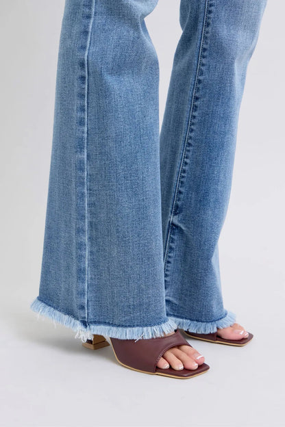 Judy Blue Full Size Raw Hem High Rise Bootcut Jeans West2East Surf