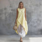 Solid-Color Sleeveless Loose-Fit Dress With Patch Pockets FitiqueFit
