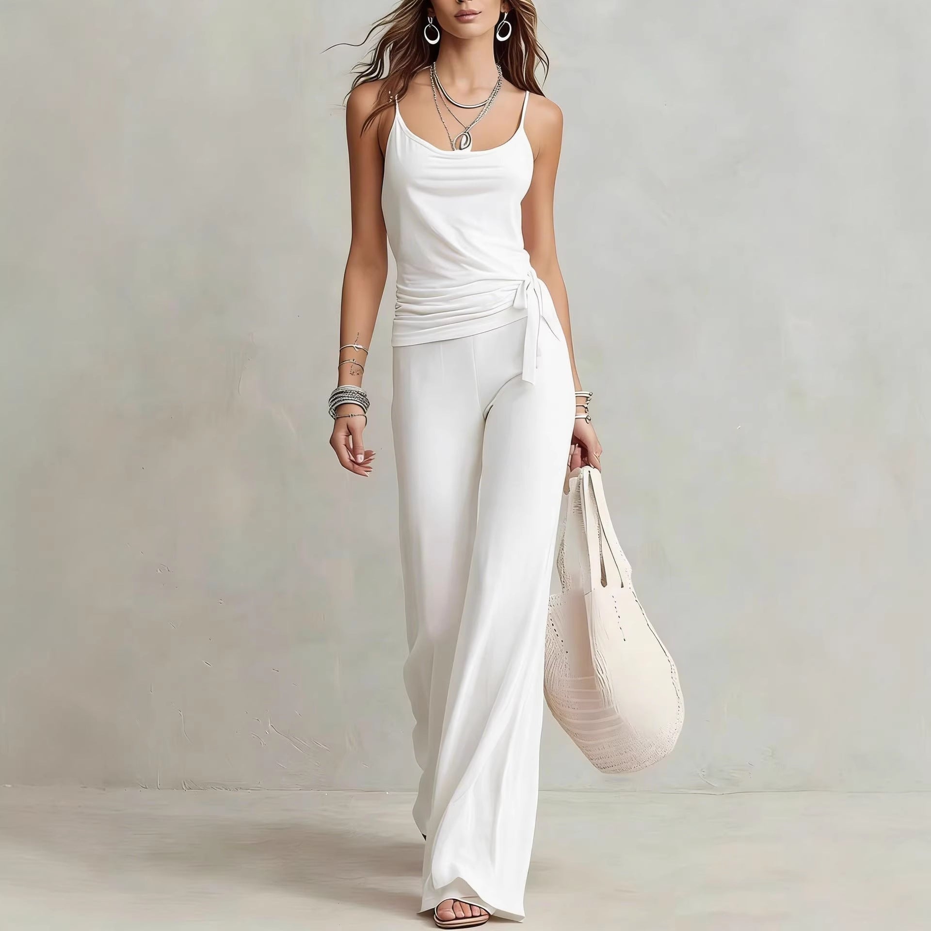 Women's Solid Color Sleeveless Top & Pants Two-Piece Set FitiqueFit