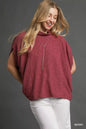 Umgee Textured Mock Neck Relaxed Top FitiqueFit