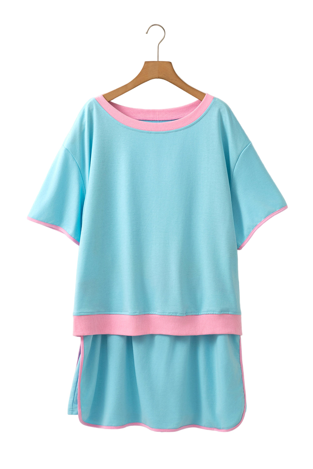 Bonbon Plus Size Contrast Trim T Shirt and Skirt Two Piece Set Garden Naked Curves
