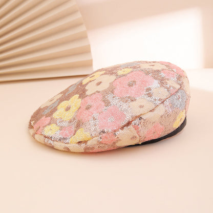 Sequin Flower Beret – Trendy Painter's Hat for Women | Outdoor & Everyday Style FitiqueFit