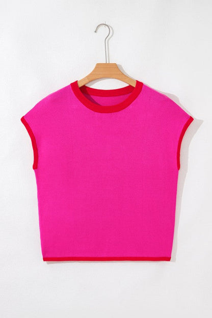 Contrast Trim Crewneck Short Sleeve Sweater Shop Style & More | Fresh Looks, Everyday Deals & Free Shipping
