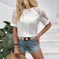 Women’s Lace Trim Casual Blouse Shirt FitiqueFit