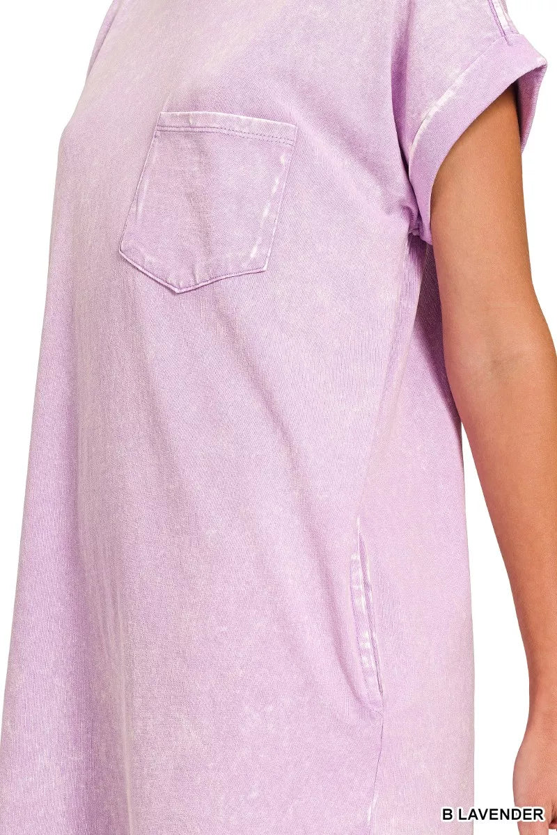 Zenana Premium Cotton Washed T-Shirt Dress New Era Fashion LLc
