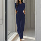 Women’s wide-leg short sleeve jumpsuit FitiqueFit