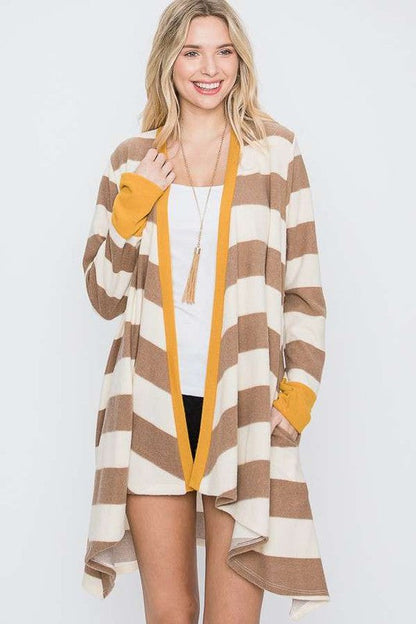 Open Front Striped Draped Cardigan Shop Style & More | Fresh Looks, Everyday Deals & Free Shipping