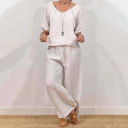 Women’s Multi Color Two Piece Set V Neck Top & Pants FitiqueFit