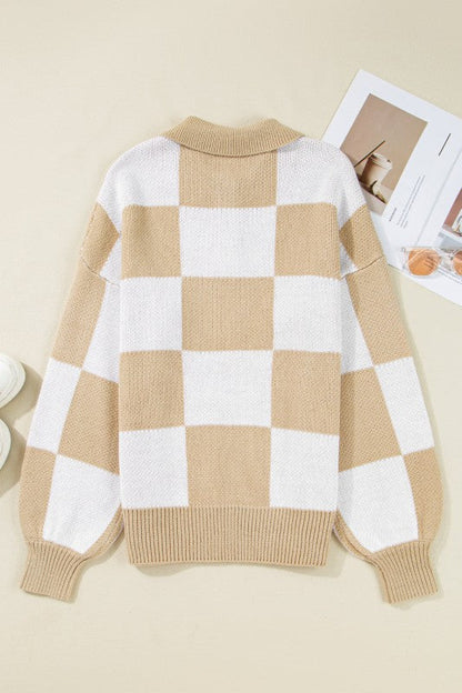 Checker Collared Long Sleeve Sweater Shop Style & More | Fresh Looks, Everyday Deals & Free Shipping