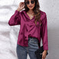 Hot Style In-Kind Shooting Satin Shirt Women'S Satin Imitation Long-Sleeved Shirt New European And American Cross-Border Women'S Clothing NovaCart