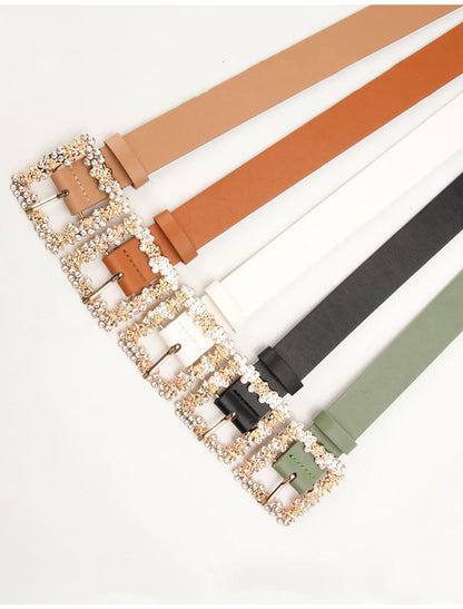 2023 Women'S Fashion Accessory, Elegant Alloy Rhinestone Pin Buckle Belt, Versatile Dress Decorative Accessory, Casual & Sporty Style, Hand Washable - Ideal for Weekend and Festive Occasions, Weekend Casual Wear|Elegant Acces NovaCart