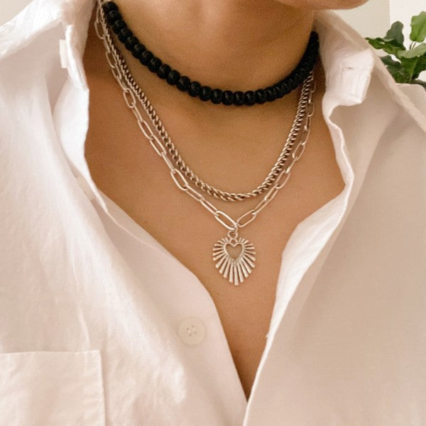 Resin Bead Golden Heart Layered Necklace Shop Style & More | Fresh Looks, Everyday Deals & Free Shipping