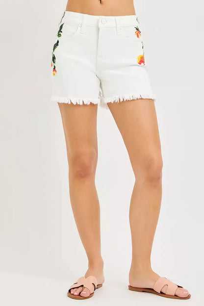 RISEN Tummy Control High Rise Flower Printed Shorts New Era Fashion LLc