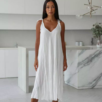 Autumn White Comfortable Sling Dress Grayceful LLC