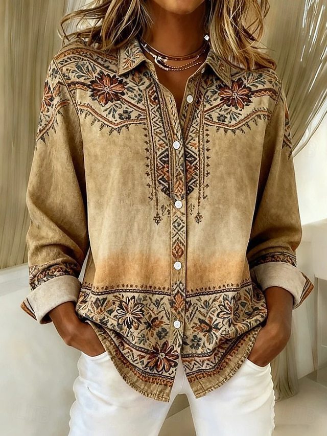 Loose-Fit Floral Print Lapel Cardigan Shirt – 4 Prints, S–5XL FitiqueFit