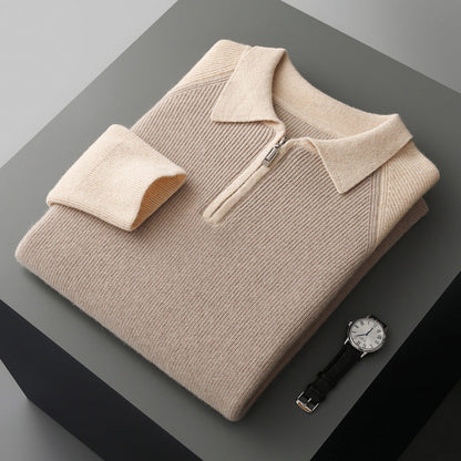 Half Zipper Contrast Color Lapels Sweater For Men Grayceful LLC