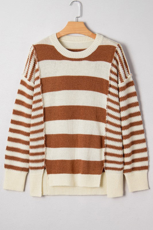 Stripe Patchwork Drop Shoulder Sleeve Sweater Shop Style & More | Fresh Looks, Everyday Deals & Free Shipping