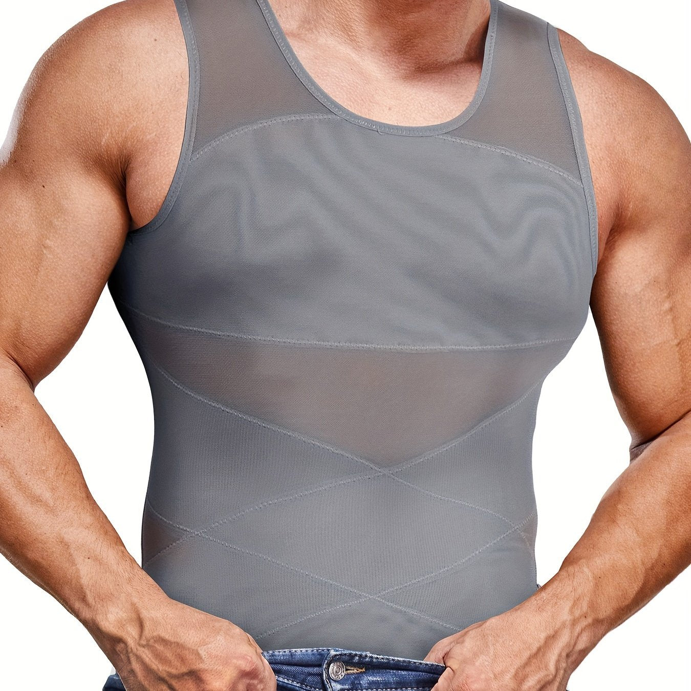 SCARBORO Men's Compression Shirt for Body Shaper Slimming Vest Tight Tummy Underwear Tank Top NovaCart