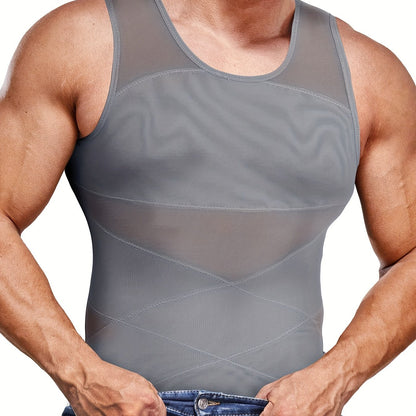 SCARBORO Men's Compression Shirt for Body Shaper Slimming Vest Tight Tummy Underwear Tank Top NovaCart