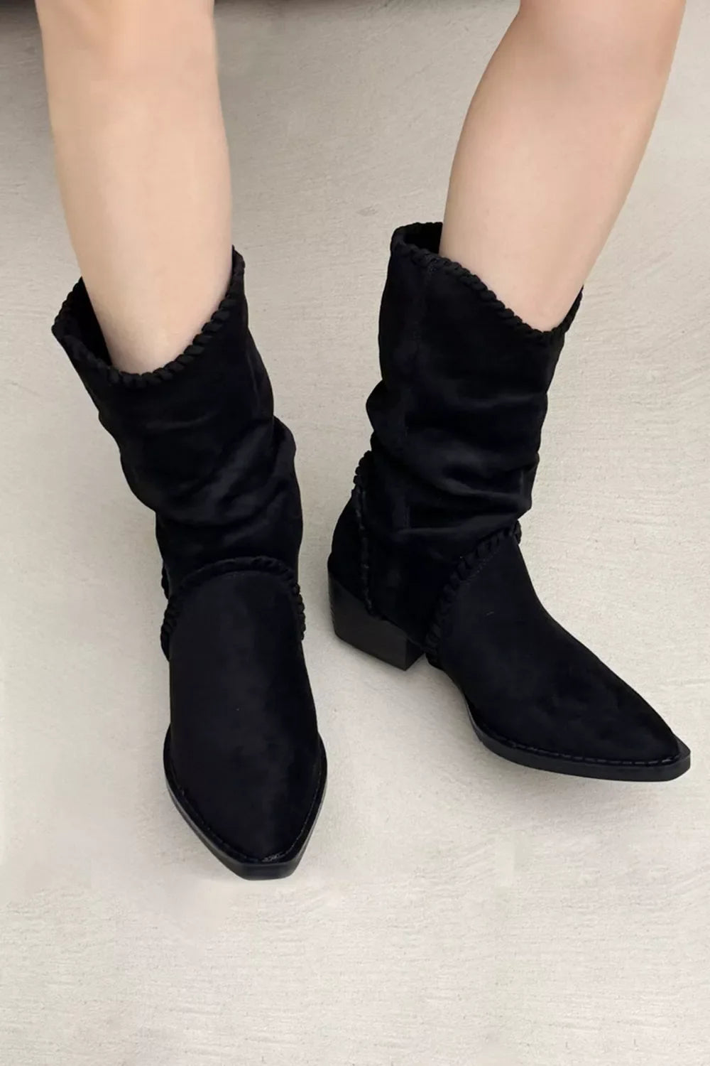 Point Toe Block Heels Boots FitiqueFit