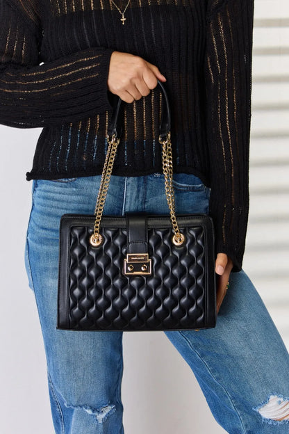 David Jones Quilted PU Leather Handbag New Era Fashion LLc
