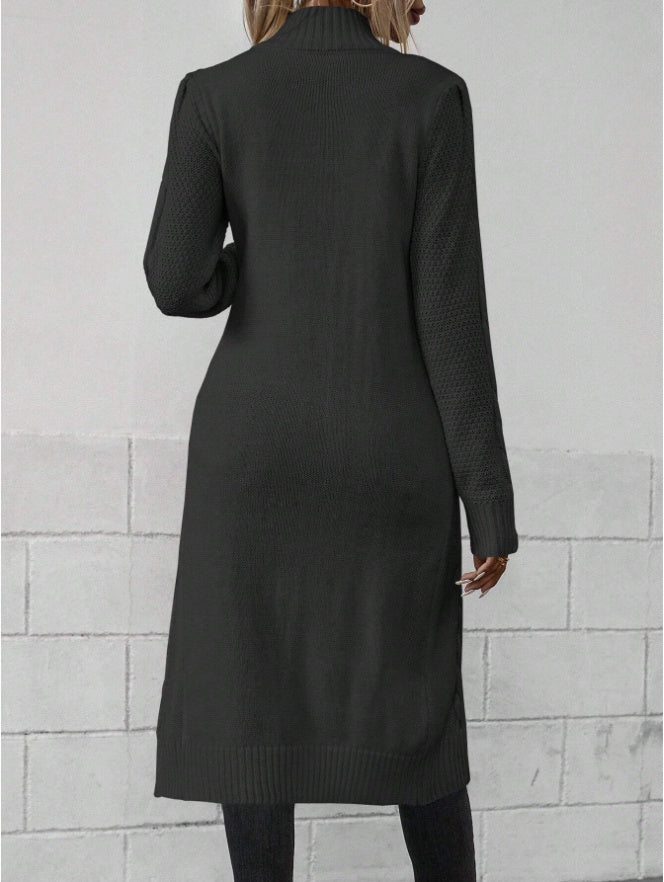 Women Crew Neck Long Sleeve Split Hem Minimalist Sweater Grayceful LLC