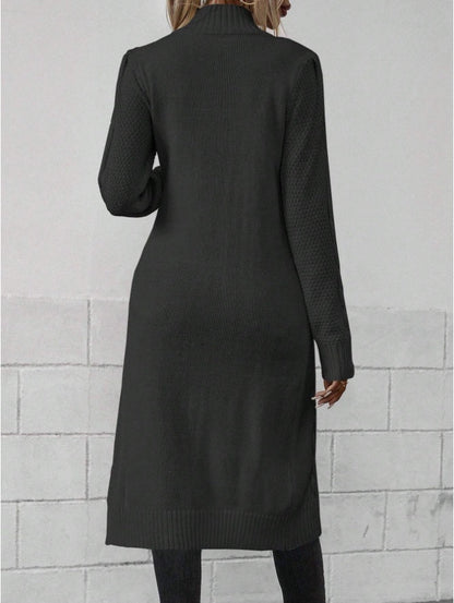 Women Crew Neck Long Sleeve Split Hem Minimalist Sweater Grayceful LLC