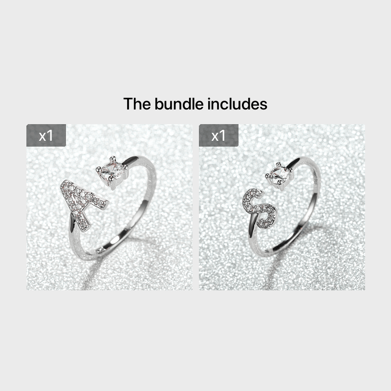 Popular Fashion Silvery AZ Letter Ring Initials Wedding Love Couple Rings Bridesmaid Gift NovaCart