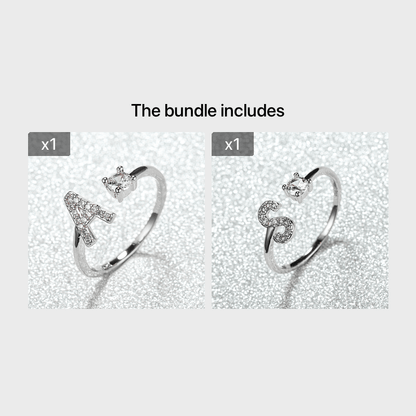 Popular Fashion Silvery AZ Letter Ring Initials Wedding Love Couple Rings Bridesmaid Gift NovaCart