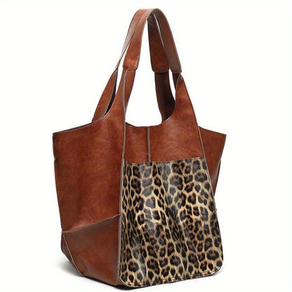 Large Capacity Retro PU Tote Bag For Women - Spacious & Stylish Handbag With Handy Front Pocket For Work, Travel & Everyday Chic NovaCart