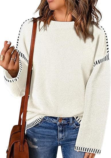 Solid Round Neck Pullover Sweater Autumn And Winter Loose Long Sleeve Tops For Women Clothing Grayceful LLC