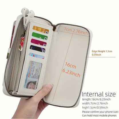 Elegant Floral PU Clutch Chic Zipper Wallet  Phone Bag