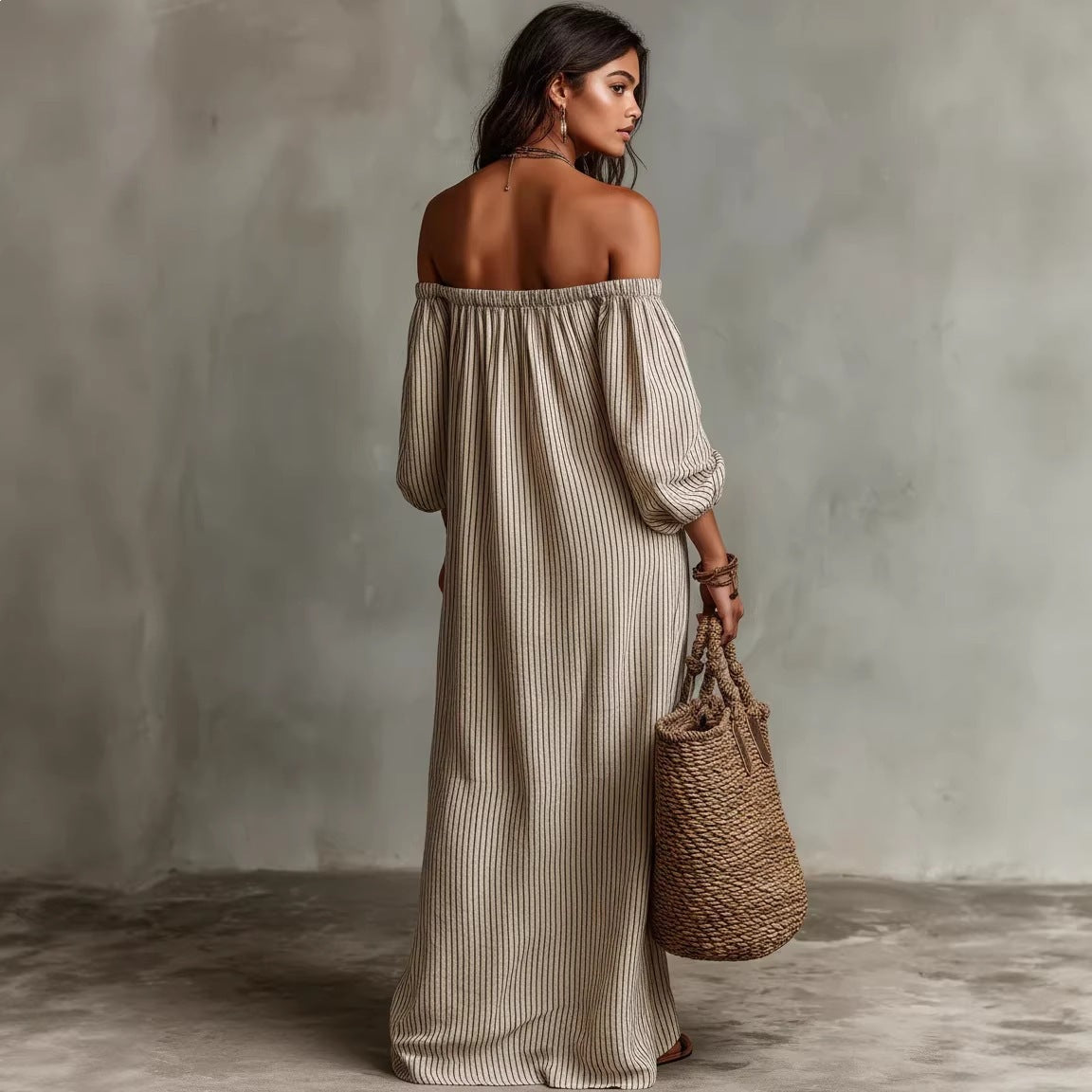Women's Off-Shoulder Long-Sleeve Maxi Dress FitiqueFit