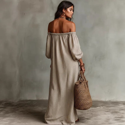 Women's Off-Shoulder Long-Sleeve Maxi Dress FitiqueFit