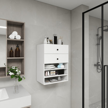 C1 Modular Wooden Closet Organizer System with 2 Drawers 3 Shelves Wall Mount Shelving for Walk in Closet Bedroom Organization Built in Clothes Storage White 23.62''W x 16.04''D x 31.49''H New Era Fashion LLc