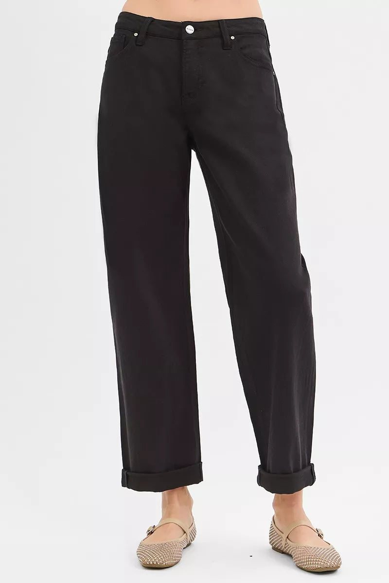 RISEN Tummy Control Mid Rise Ankle Barrel Relaxed Baggy West2East Surf