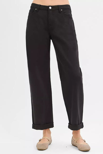 RISEN Tummy Control Mid Rise Ankle Barrel Relaxed Baggy West2East Surf