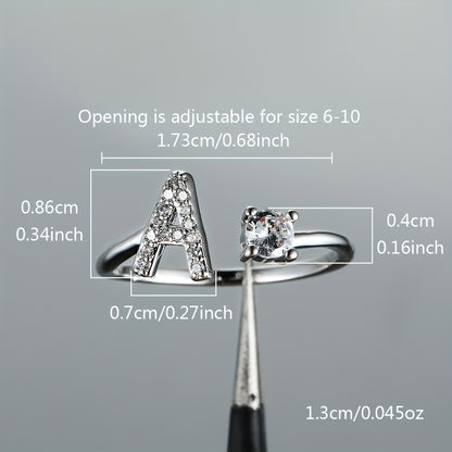 Popular Fashion Silvery AZ Letter Ring Initials Wedding Love Couple Rings Bridesmaid Gift NovaCart