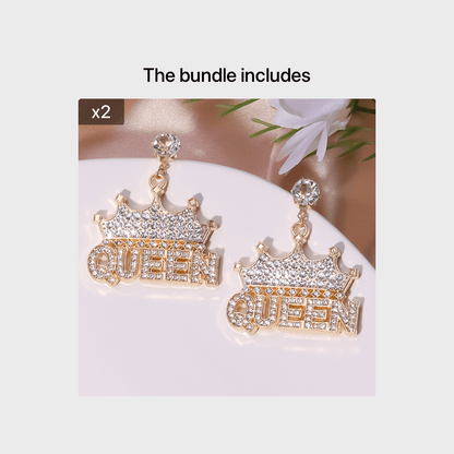 Exaggerated Rhinestone Drop Earrings Queen Letter Pendant Shiny Dangle Earrings All-match Women's Ear Jewelry NovaCart