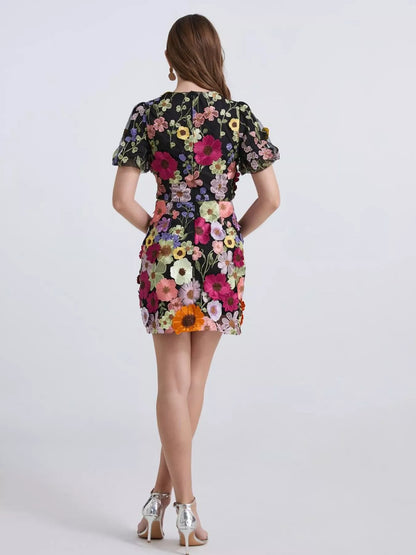 Floral Puff Sleeve Mini Dress New Era Fashion LLc