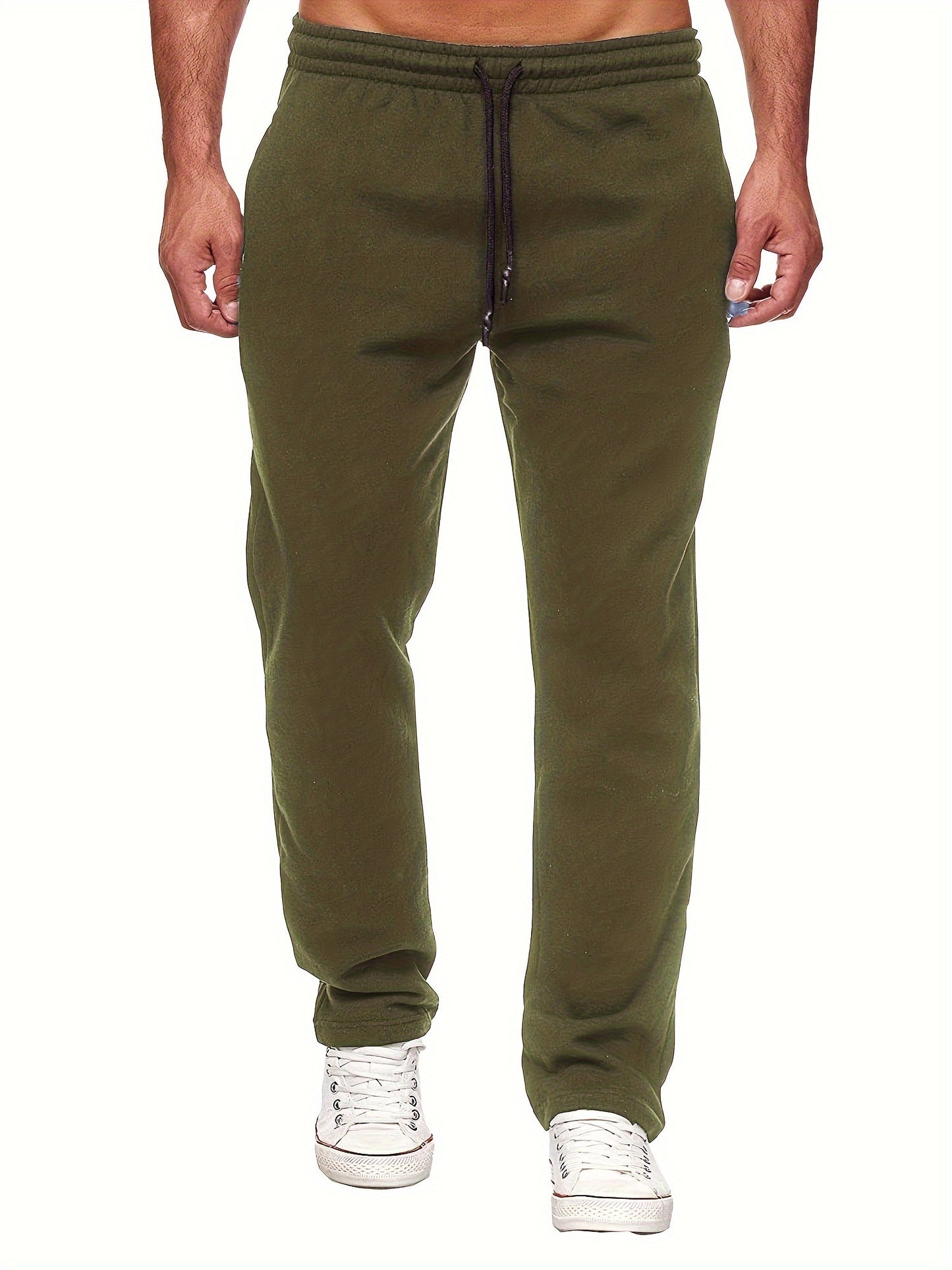 Men'S Fashion Casual Solid Color Fleece-Lined Joggers NovaCart