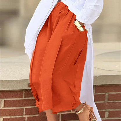 Women's Solid Color Cotton Wide Leg Cropped Pant FitiqueFit