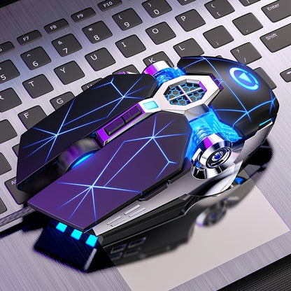 Silvery Carved Wired Mouse for E-Sports Gaming, Silent and Sound Chicken-Eating Mouse Macro for Desktops and Laptops NovaCart
