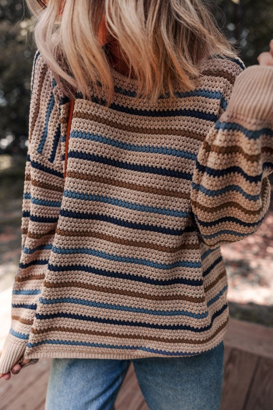 Stripe Drop Shoulder Round Neck Sweater Shop Style & More | Fresh Looks, Everyday Deals & Free Shipping