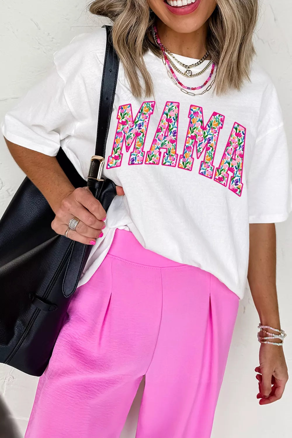 Full Size Floral Mama Graphic Casual Short Sleeve T-Shirt Plus Size New Era Fashion LLc